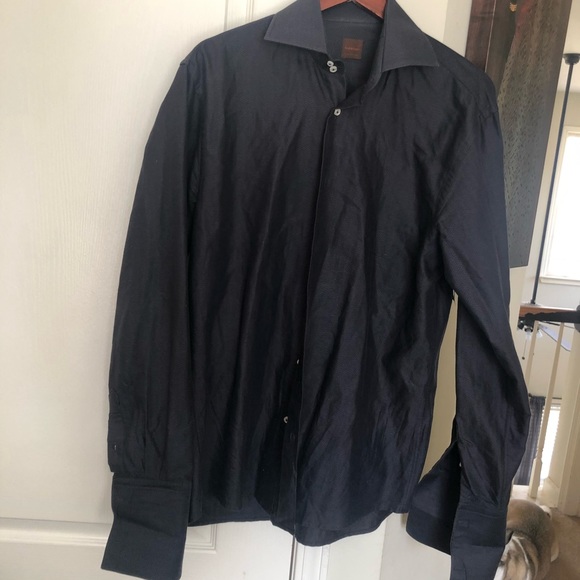 NWT Long sleeve gray patterned shirt size 41 made in Turkey - Picture 1 of 6